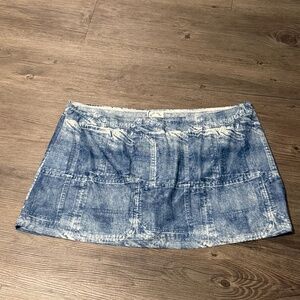 Y2K 	With Jean Denim Patchwork Print Mini Skort w Built-In Undershorts XL